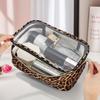 Multi-Compartment Leopard Print Toiletry Bag, Clear Top Design, Durable Travel Storage Pouch for Cosmetics & Electronics