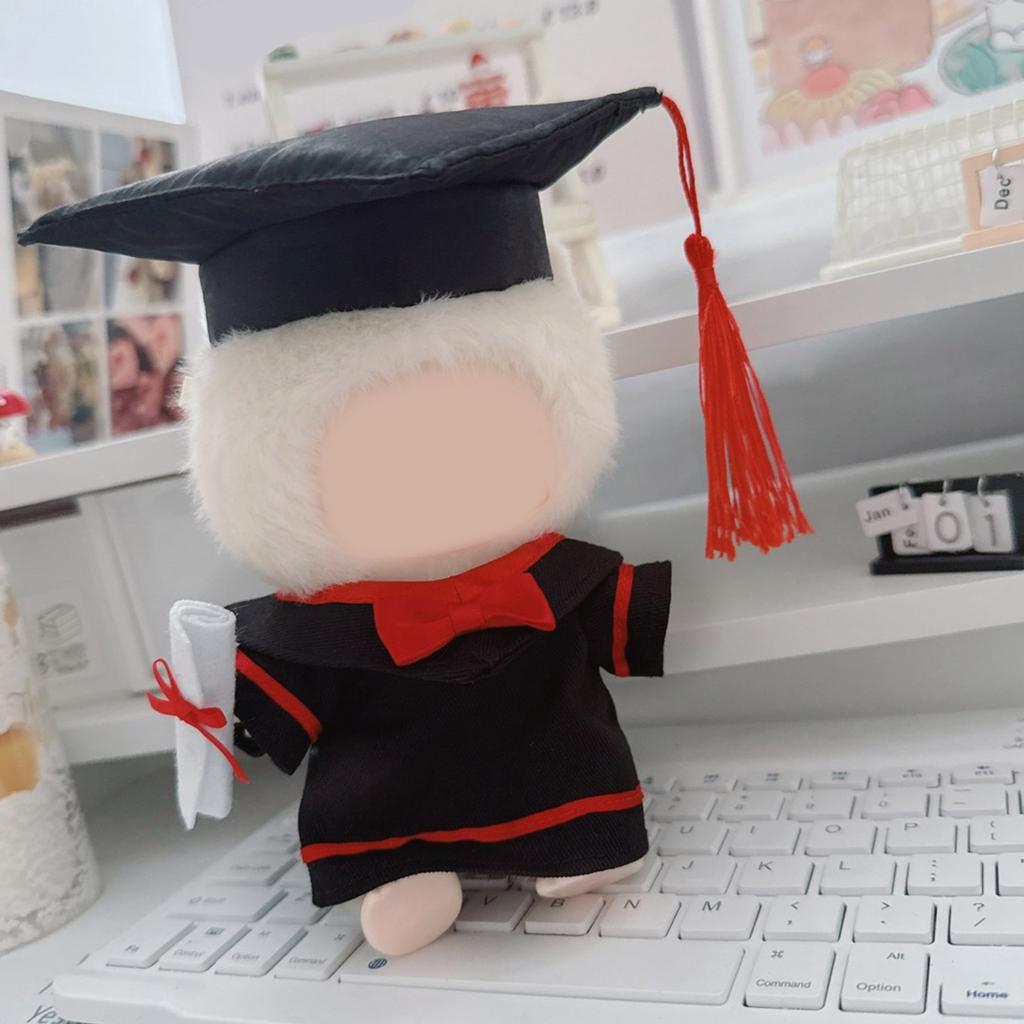 Graduation Cap Gown Set For 17cm Labubu Dolls Academic Robe Costume Bachelor Hat Collectible Doll Display Photo Props