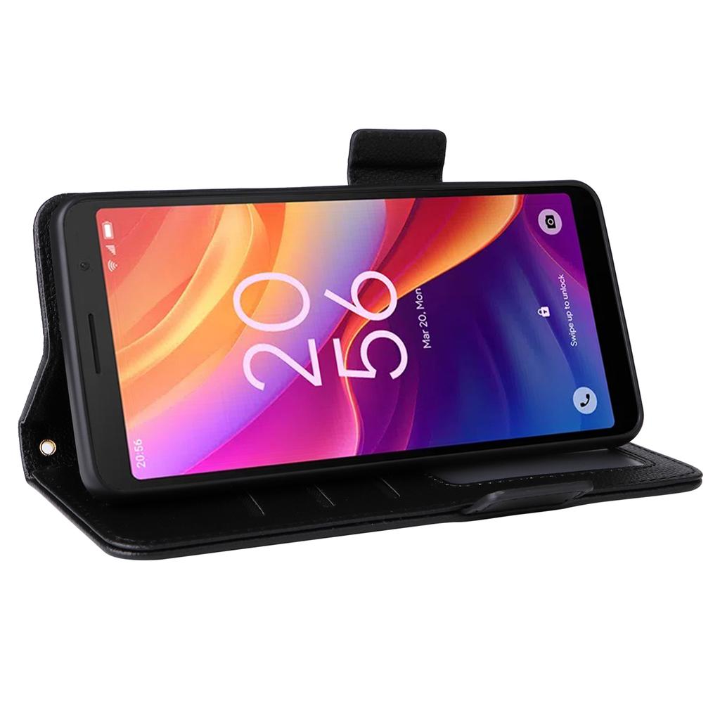 Pro TCL 501 T433D Pouzdro s poutkem na zápěstí Textura litchi PU kůže Peněženka Kryt na telefon