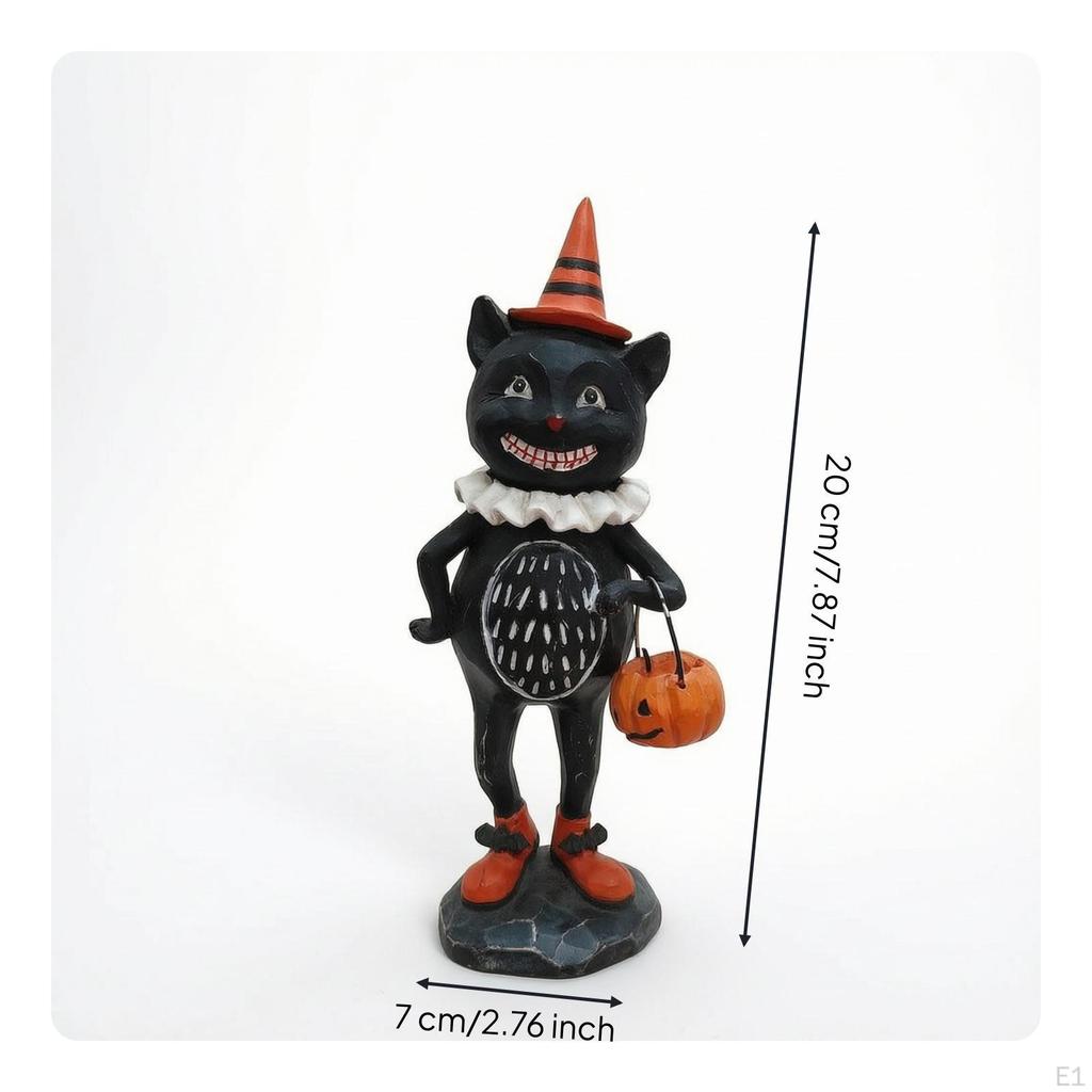Resin Figurine with Base HalloweenThemed Character Sculpture HandPainted Tabletop Display Piece for