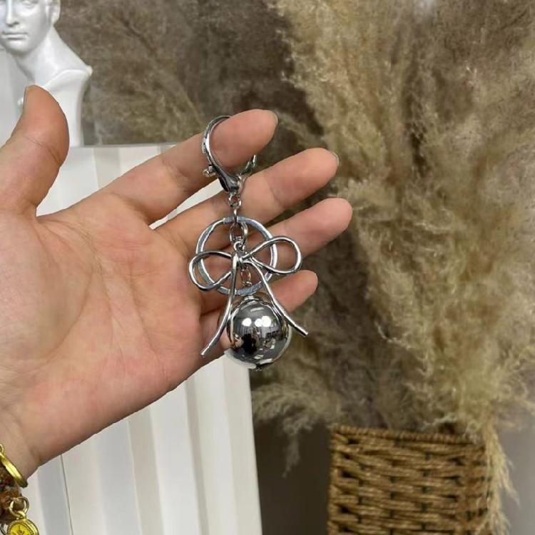 Fashion Heart Bowknot Beaded Keychain Pendant Backpack Handbag Charm Pendant Hangings Decoration Sweet Pendant Gift