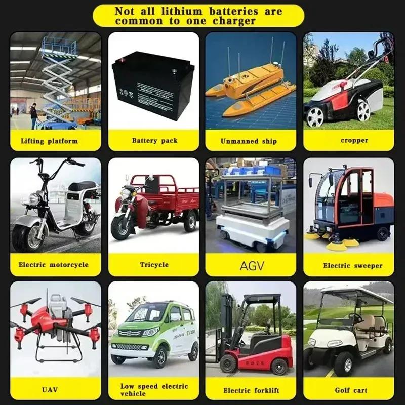 48V 60V 72V 5A 8A 10A 12A 15A 20A Lithium ion Charger 13S 16S 20S 54.6V 67.2V 84V High-power Intelligent &Display Metal Shell