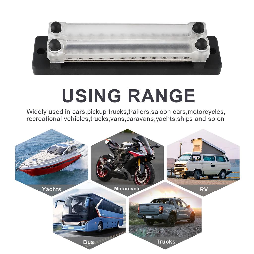 New Dual Row 12 Terminal 150A Bus Bar Kit, 24 Way High Current Power Distribution Block Ground Terminal for Car Boat Trailer RV