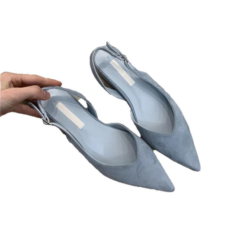 Korean Baotou Cool Single Shoes Women's Dopamine Style Simple Pointed Versatile Shoes with Skirts In Summer