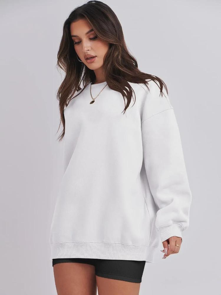 Autumn Winter Women Loose Velvet Sweatshirt Fashion Solid Color Top