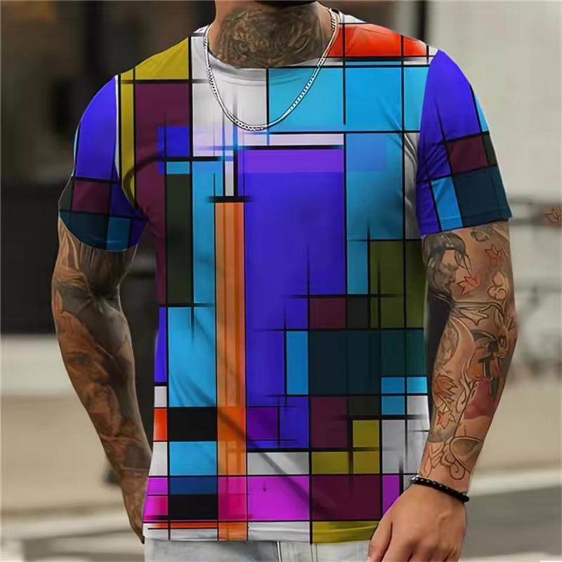 

Летнее веселье Мужская Женская Мода 3D Принт Абстрактная Клетка Винтаж Высокое Качество Полиэстер Футболка Повседневная Футболка с Круглым Вырезом 6XL