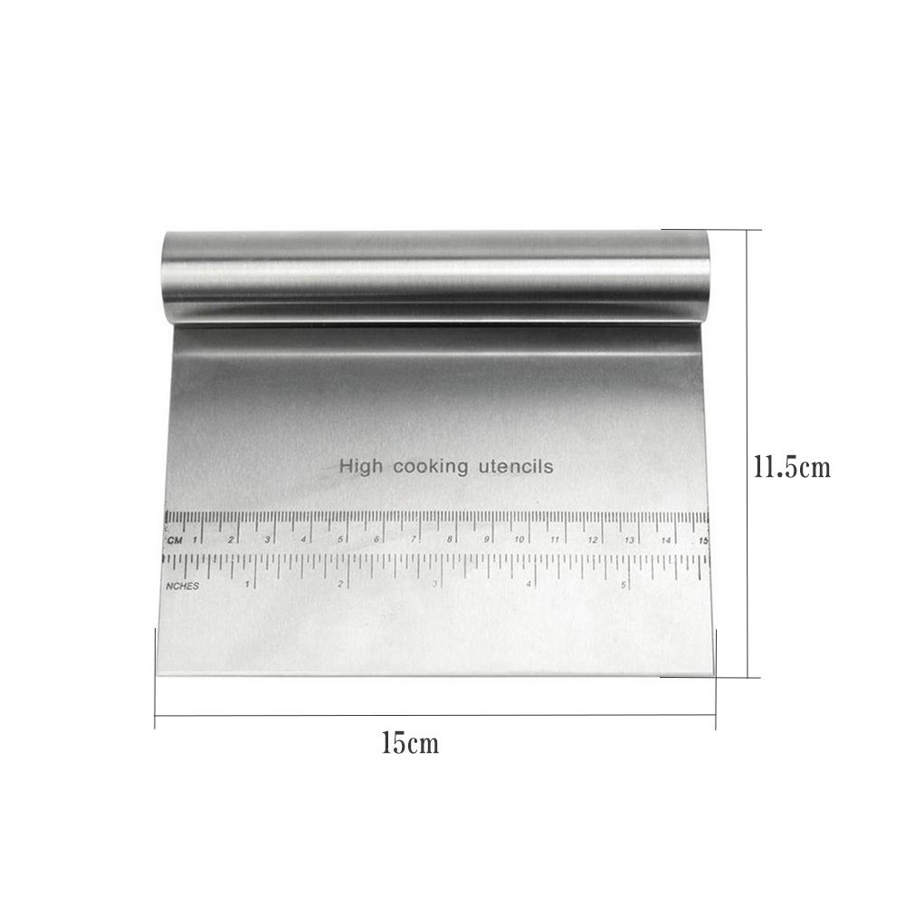 Dough Scraper Chopper Stainless Steel Pastry Pizza Cutter Slicer with Measuring Scale for Dough Cake Pizza
