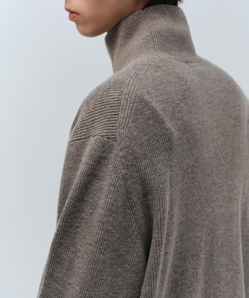 MUSINSA STANDARD [Victoria Wool] Minimal Ribbed Turtleneck Knit [Taupe]