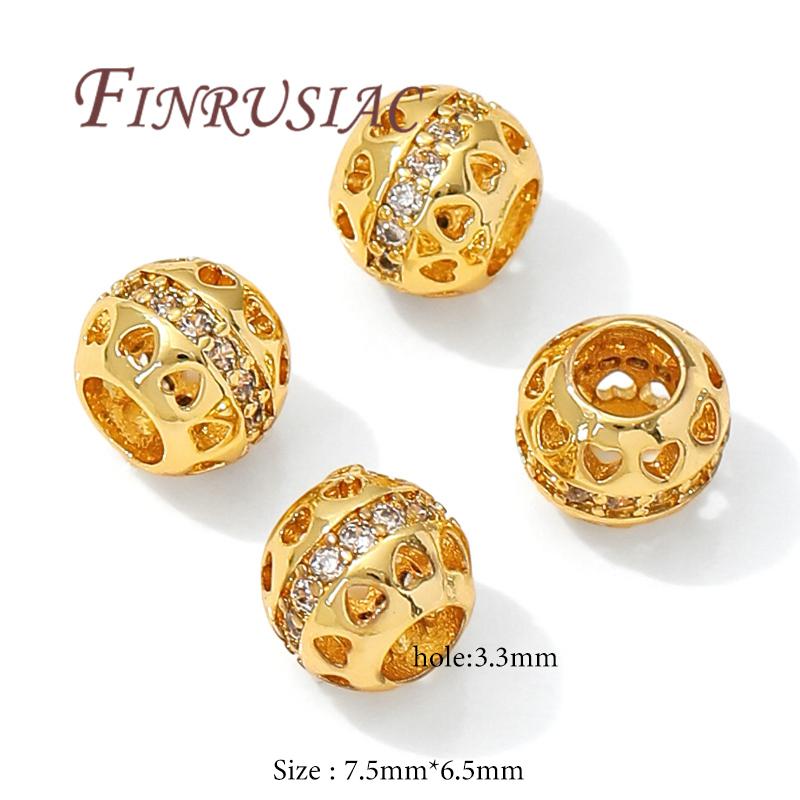 

18K Gold Plated Round Ball Spacer Beads For Jewelry,Metal Bead Separators,DIY Beading Accessories,Necklace Making Supplies 2 pieces