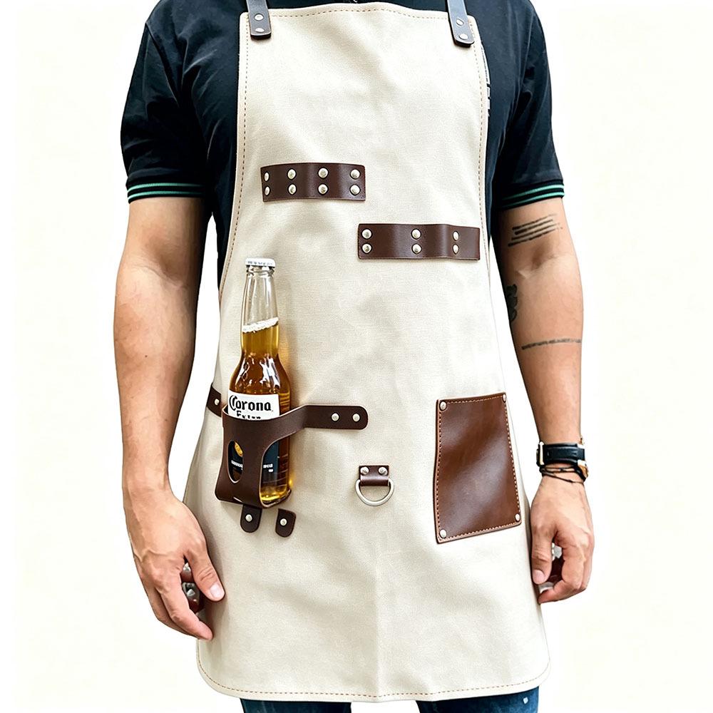 Custom Logo PU Leather Apron: Waterproof, Oil-Proof Cover for BBQ, Baking, & Work
