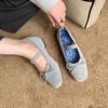 Fashion Sweet Butterfly Knot Stripe Design Mary Jane Shoes Women Comfortable Suede Elastic Band Casual Flats Elegant Brand Designer Shoe