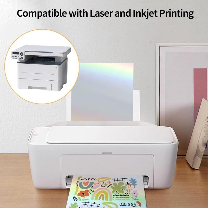 A4 Inkjet Sticker Paper Holographic Diamond Vinyl Waterproof Self Adhesive Printable Sheets Craft Label Decal Printing Supplies