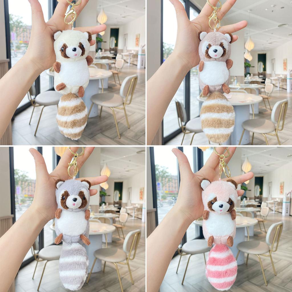 Plush Raccoon Keychain Hanging Ornament Lovely Pendants Keys Holder Backpack Handbag Charm Fashion Jewelry for Women