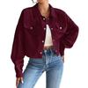 2025 A/W Women's Slim Corduroy Zip-Up Polo Collar Jacket