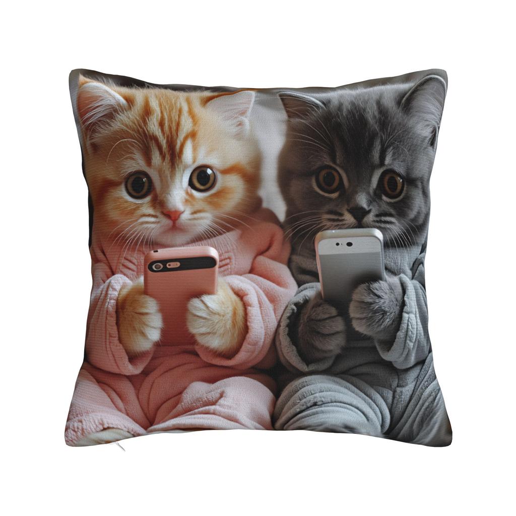 Pillow Cover Christmas Kittens (2)  Cute Funny Pillow Case For Sofa Couch Bed Living Room Pillowcases