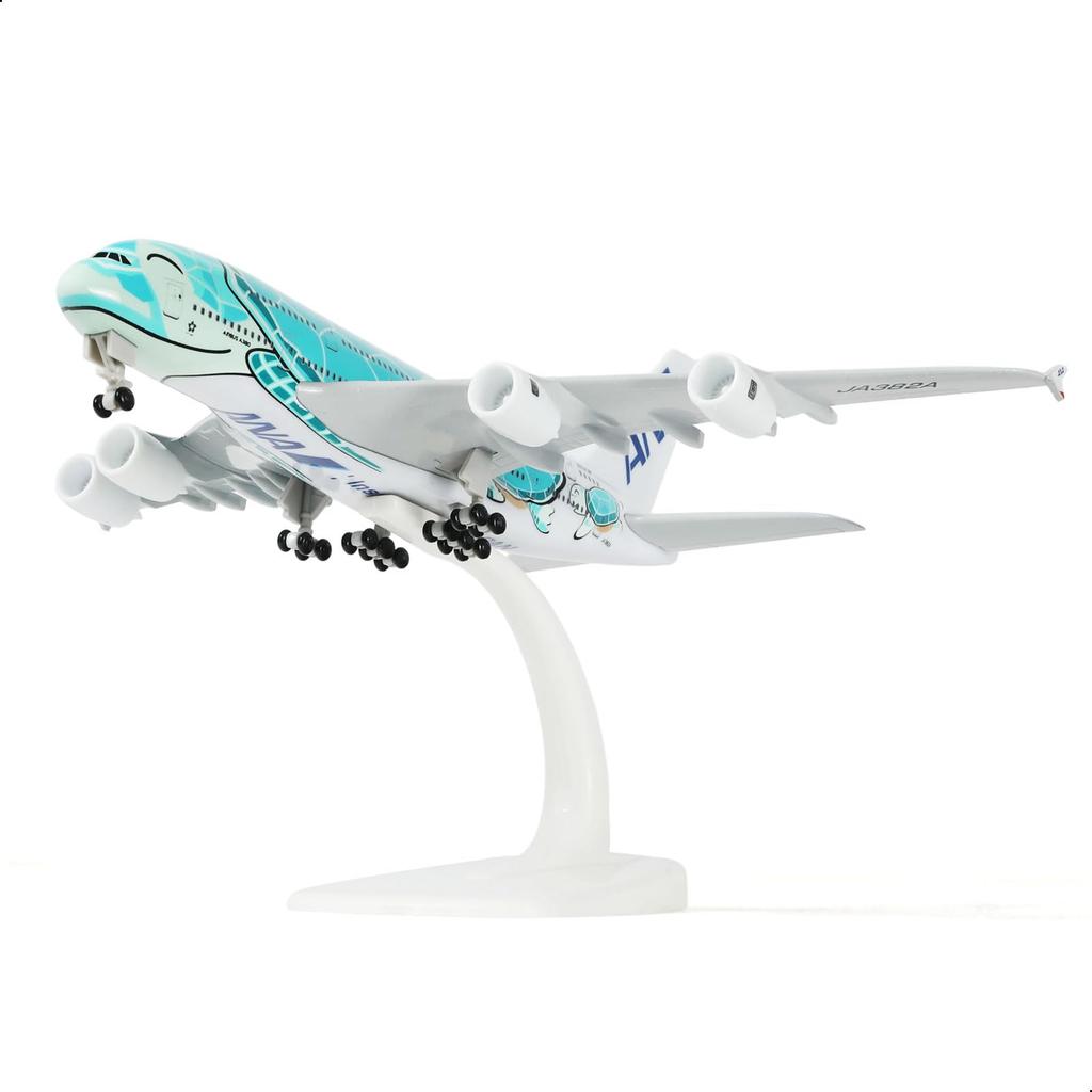 QIYUMOKE A380 ANA Green Turtle Design Metal Diecast Aircraft Airbus A380 Model Airplane with Display Perfect for Aircraft Gifts or Alloy Airplane