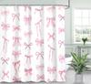 Rosa Schleife Duschvorhang Kawaii Aquarell Prinzessinnenstil Niedliche Badezimmerdekoration Geeignet für Mädchen Romantisches Schlossthema