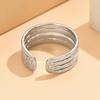 European Striped Stainless Steel Adjustable Open Ring - Simple and Versatile Jewelry Piece