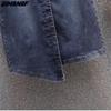 DIMANAF Plus Size Summer 2026 Lady Denim Skirts Women Clothing Blue Fashion A-Line Jeans Skirt Belt Waist