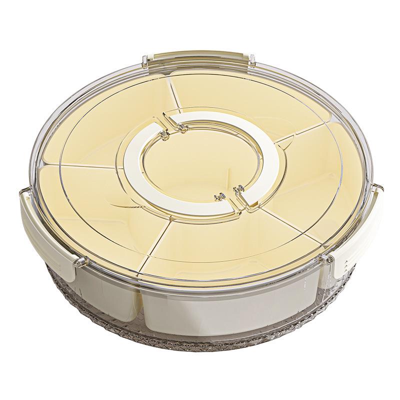 Rotatable Fruit Salad Fresh-Keeping Box: Food-Grade Six-Compartment Storage, Portable & Sealed for Refrigerators.