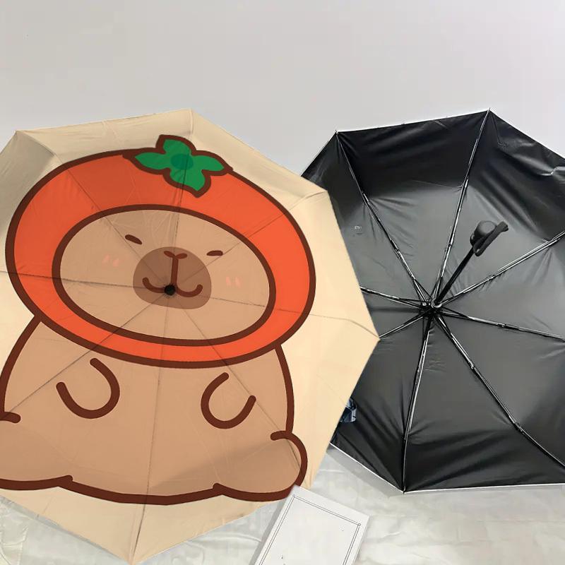 1PC Capybara Heartbeat Umbrella-8-Rib Reinforced Portable Folding Travel Suitable for All Seasons Outdoor Daily Use-H0336