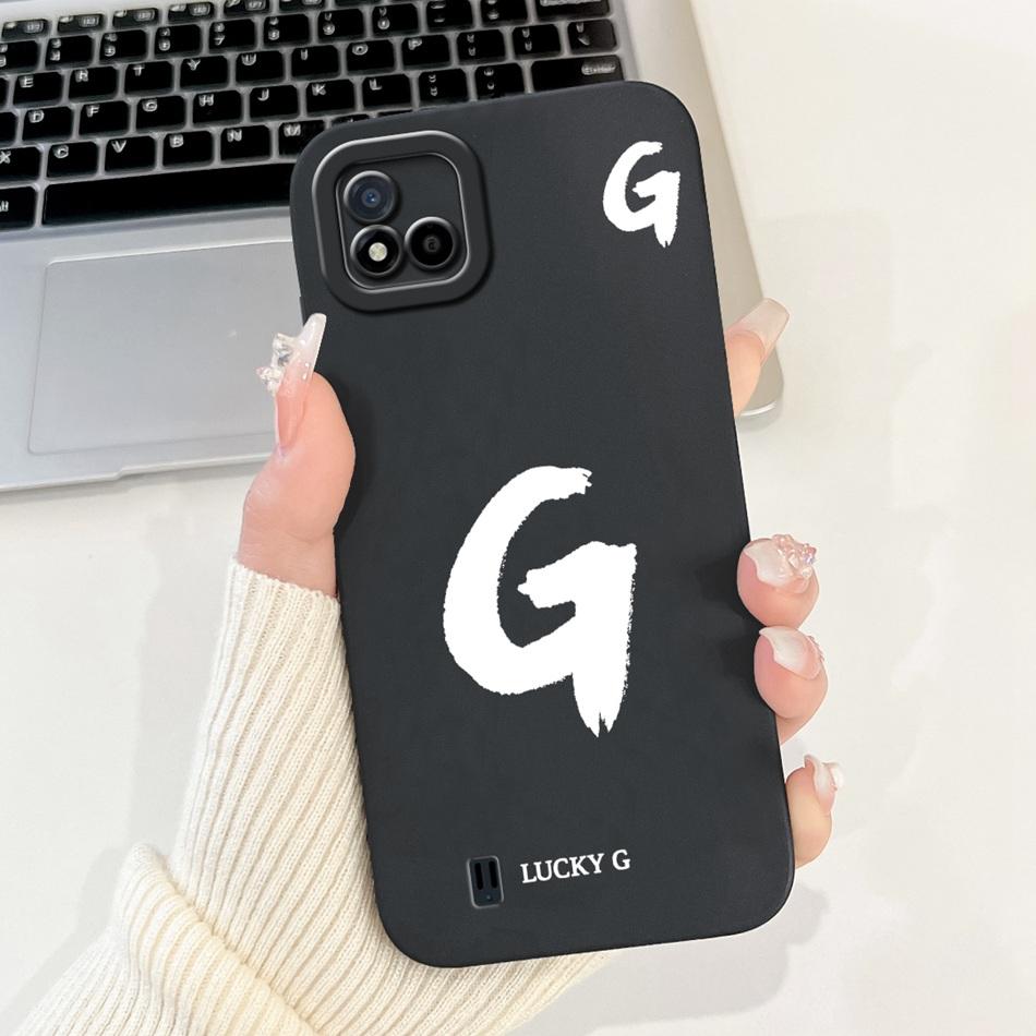 For Realme C11 (2021) Lucky Initial Letter Phone Case For Realme C11 2021 2020 RMX3231 RMX2185 Soft Silicone Shockproof Cases