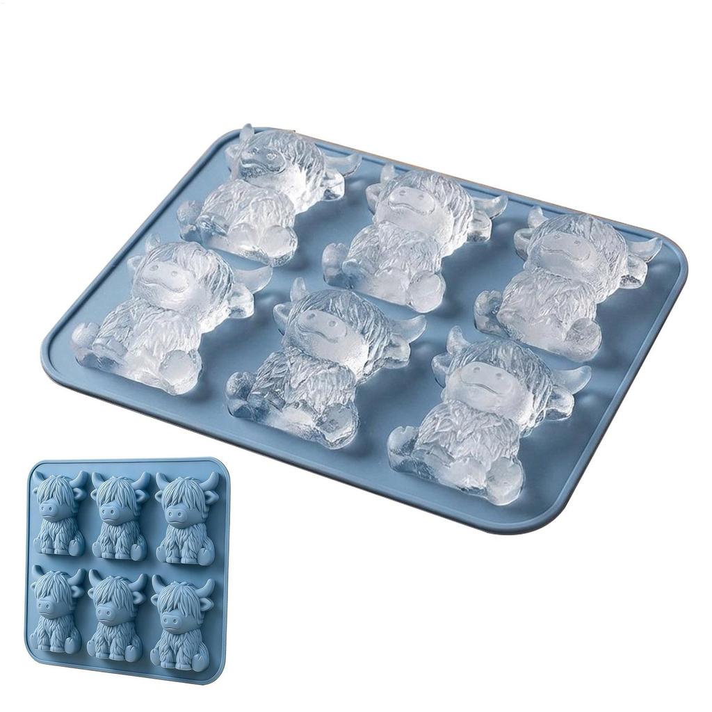 new Silicone Ice Tray 6 Cavity Cow Shaped Making Tool Ice Molds For Whiskey For Cocktails Bourbon Tequila Vodka Drinks