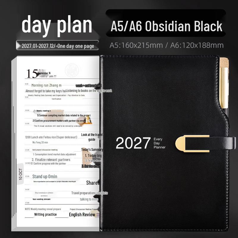 Planejador Diário 2026 A5/A6: Uma Página por Dia, LOGOTIPO Personalizado, Calendário Caderno Bullet Journal com Estampagem a Quente.