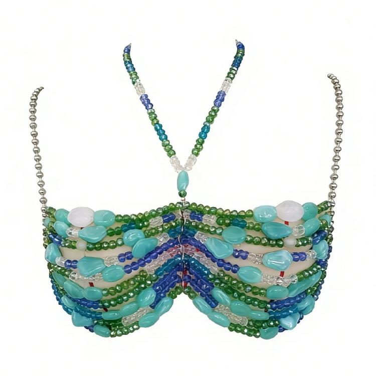 Modern Teal Colored Chest Necklace Skin Friendly Materials Great For Dresses Swimsuits 1