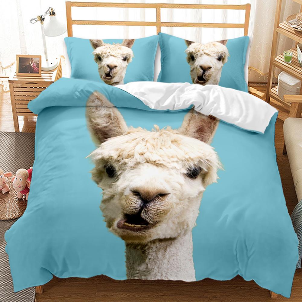 Alpaca Duvet Cover Kids Girls Alpaca With Headphones Duvet Cover Cartoon Alpaca Comforter Cover Double Queen King Size
