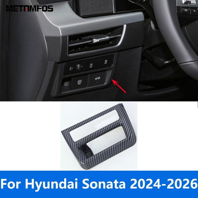 Head Light Lamp Adjustment Switch Cover Trim For Hyundai Sonata 2024 2025 2026 Carbon Fiber Bezel Sticker Interior Accessories