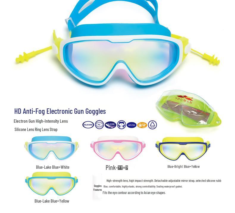 Kids' Anti-Fog HD Swimming Goggles - Large Frame for Boys, Girls, Students, Diving & Swimming Gear.