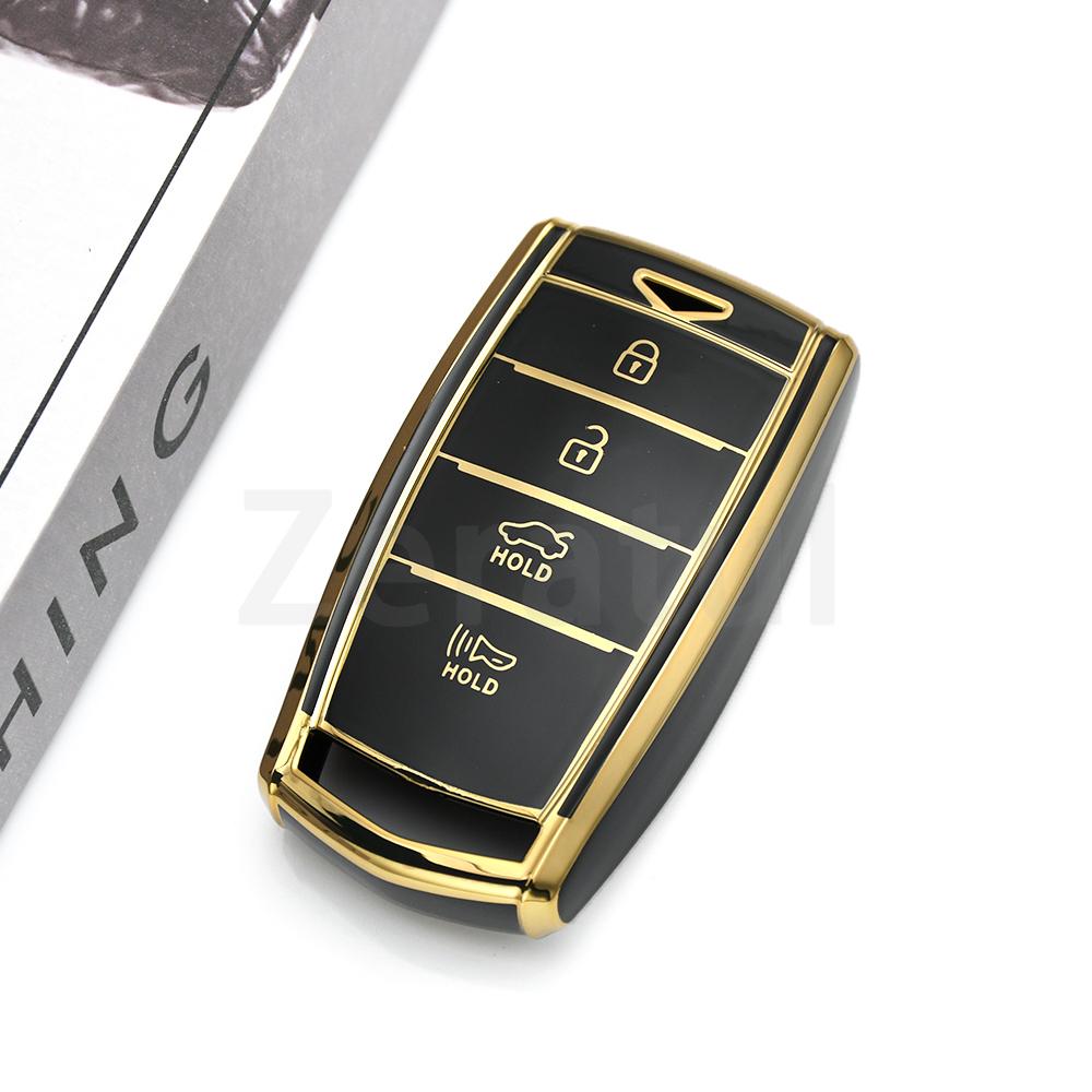 4 Buttons Tpu Auto Keychain Shell Fob Holder Protector Accessories For Hyundai - Genesis G70 G80 G90 Car Key Case Cover