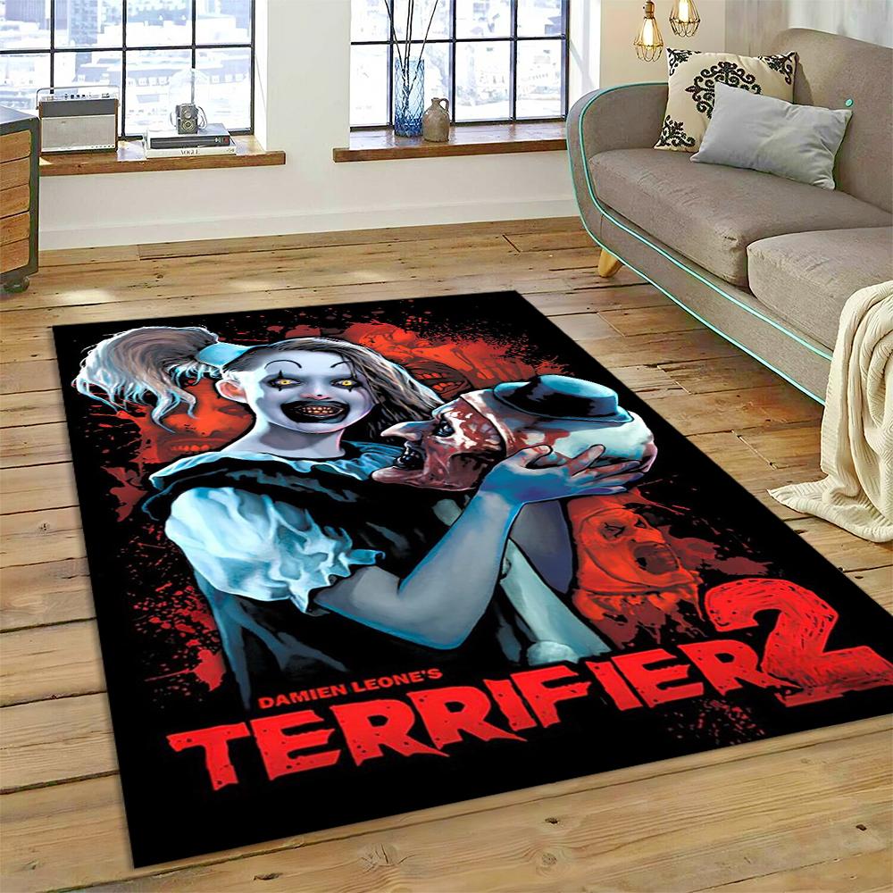 3D Terrifier 3 Horror Clown Movie Cartoon Carpet Rug for Bedroom Living Room Home Sofa Decoration,kids Play Decor Floor Mat Gift