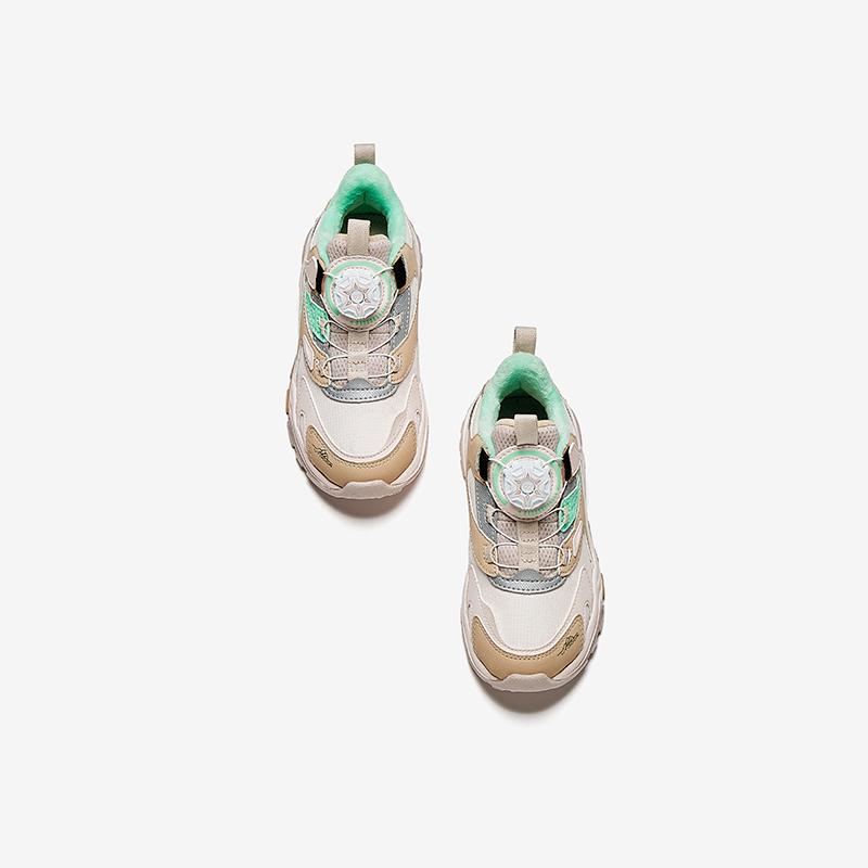 Anta Kids Trendy Fashion Fleece Warm Wear-Resistant Non-Slip Mid-Top Running Shoes Kids Sneaker Off-White A22449939-2