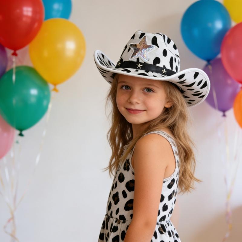 Comfortable Western Cowboy Cap for Boys and Girls with Stud Detail and Breathable Fabric for Daily Wear and Theme Party