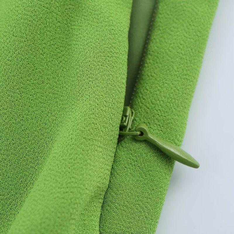Kaslead New Women Clothes Western Style Fashion Simple Slim Fit Temperament Sloping Shoulder Waist Hugging Pleated Dress