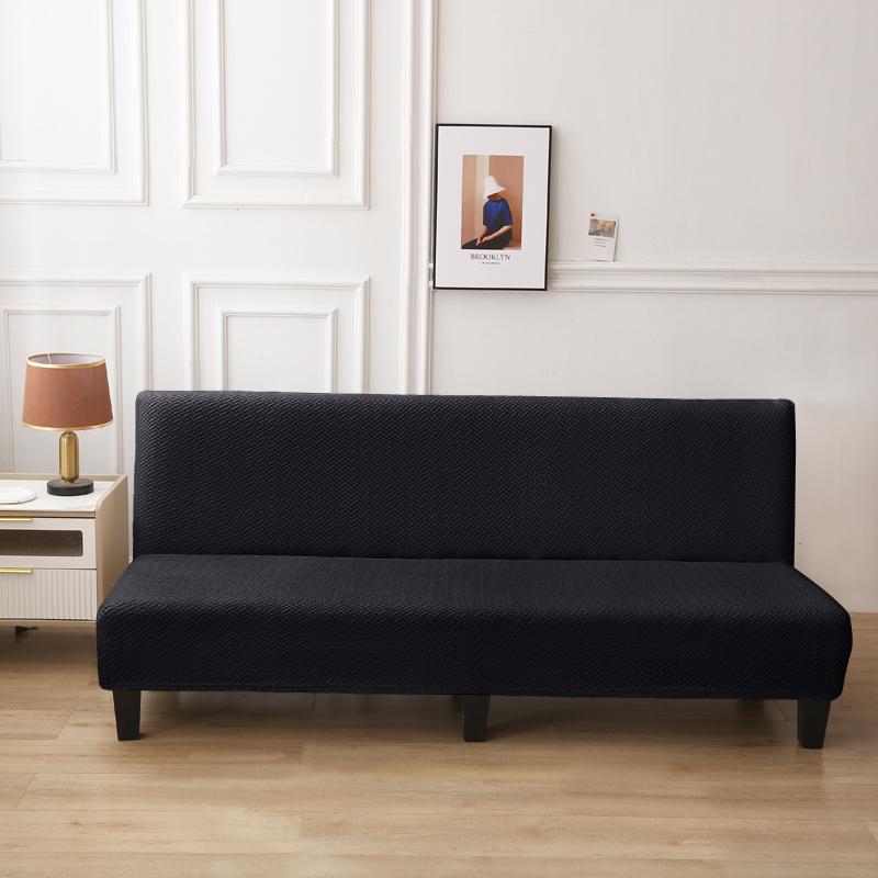 Jacquard Sofa Bed Cover High-quality Polar Fleece Fabric Armless Sofa Bed Cover Without Armrest For Living Room Stretch Folding