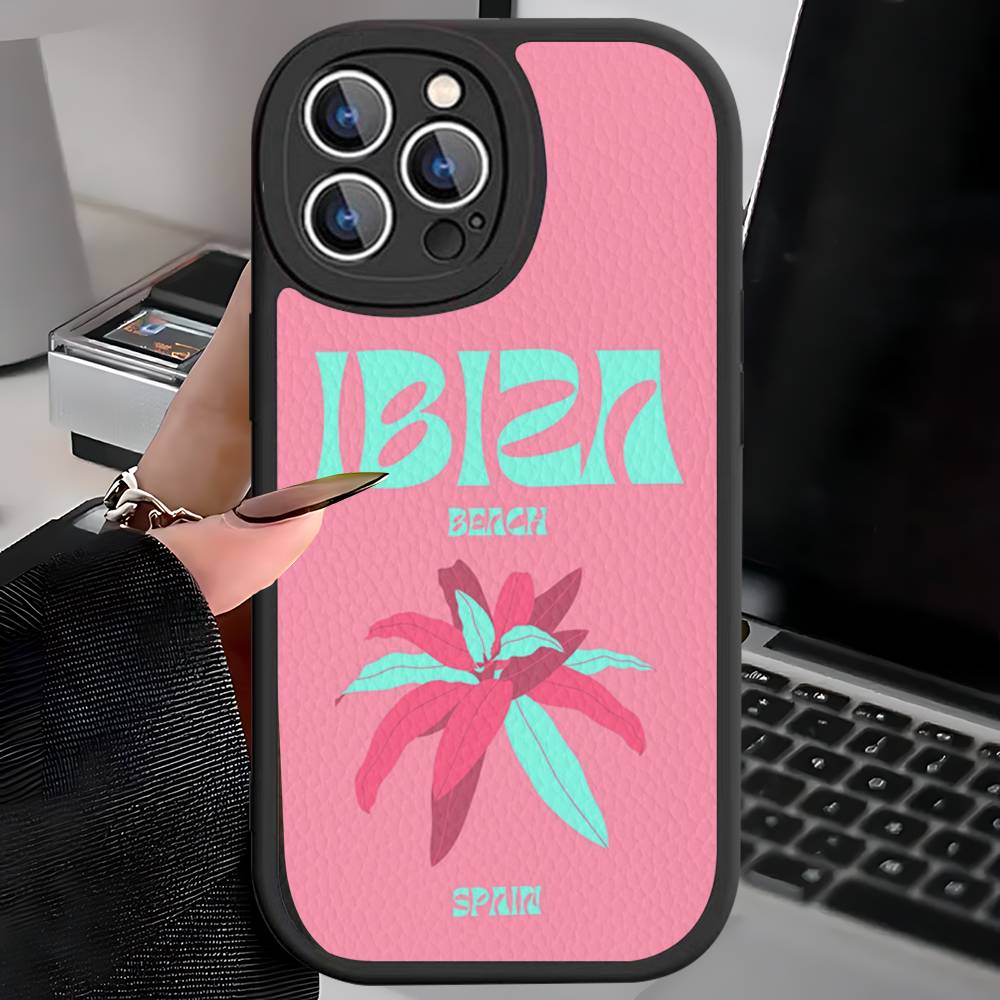 

Bali Ibiza Capri Bondi Palm Leather Phone Case For IPhone 16 15 14 17 Pro Max 11 12 Mini Plus Soft Shell iPhone 16 plus