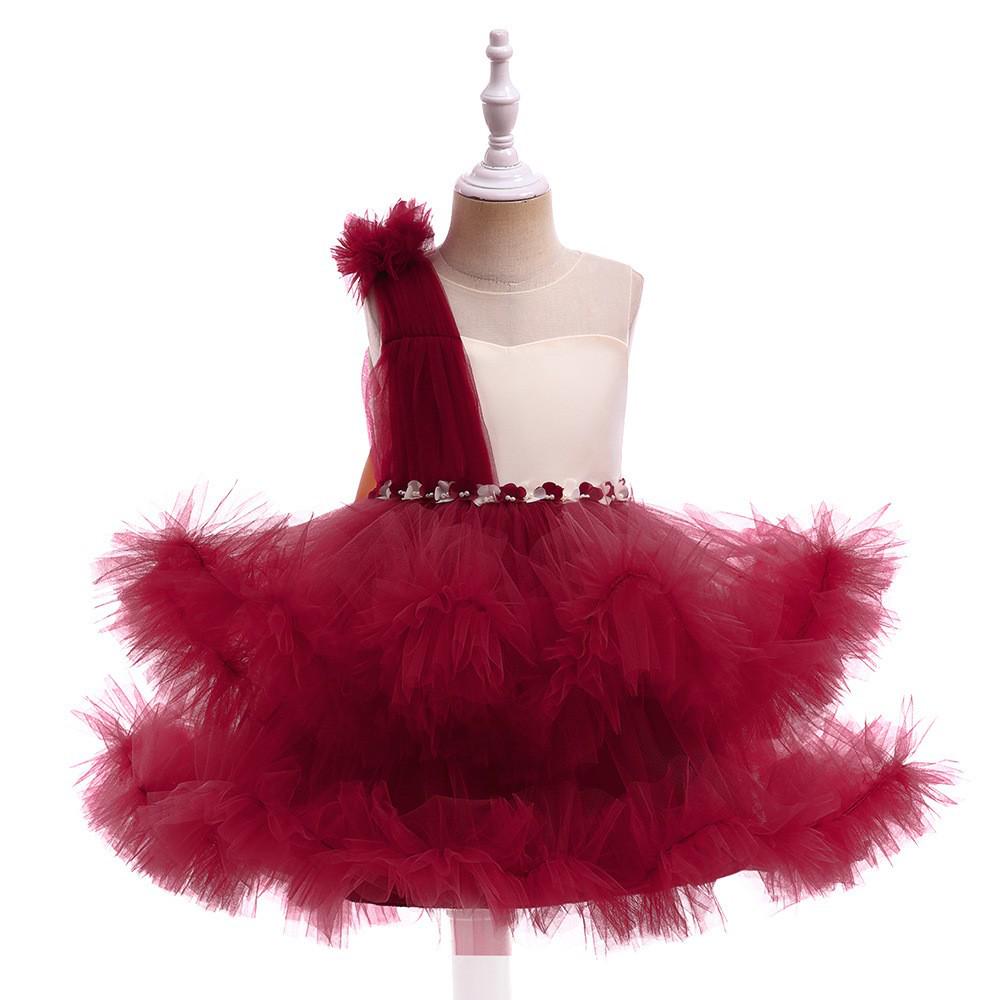 Children's Satin Mesh Tutu Skirt Princess Dress - Formal Wedding Flower Girl Attire