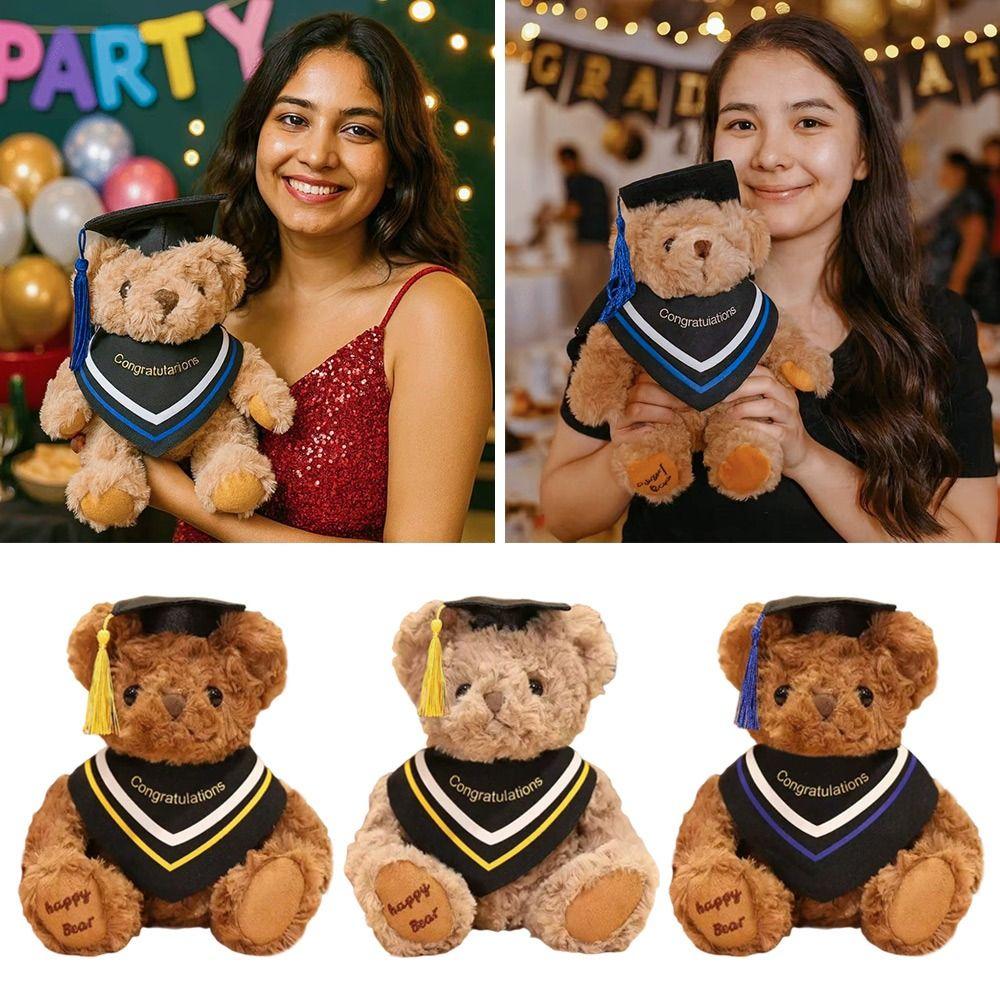 20CM Cute Doctor Bear Plush Toy Soft Graduate Plush Dolls Creative Graduation Bear  Graduate Gift