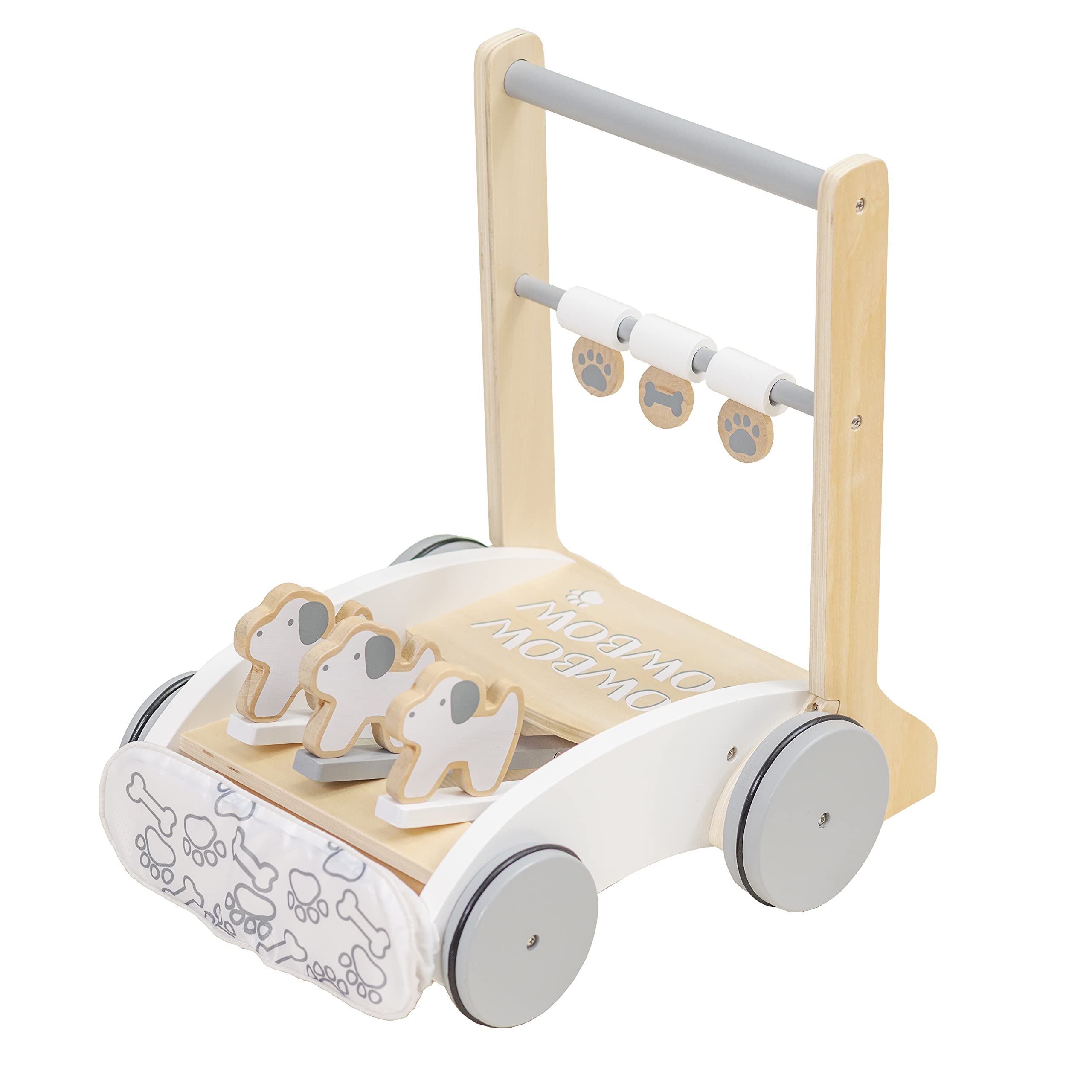 

Shinsei International Деревянная каталка для щенков с вращающейся игрушкой и мягким бампером для защиты от царапин белый