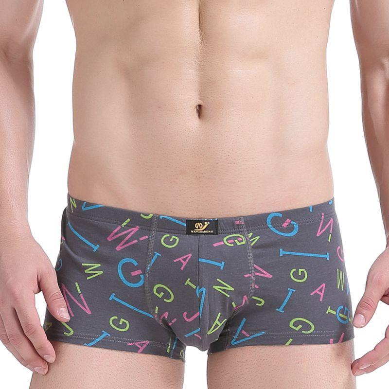 Men's Low Waisted Printed Underwear Men's Pure Cotton Breathable Youth Plus Size Four Corner Shorts