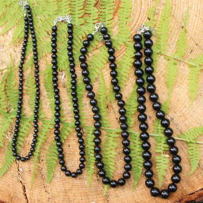 Collana di shungite per protezione EMF // Collana di perline di shungite burattata