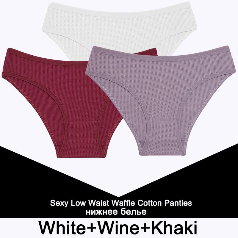 3PCS/Set Damen Waffel Baumwolle Slips Sexy Dessous Damen Unterwäsche Unterhose Slips Mädchen Einfarbige Intime Slips Für Frau