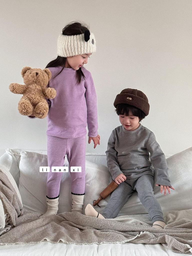 Children's Fleece-Lined Autumn Pants with Knee Pads - Warm, One-Piece Base Layer for Boys and Girls