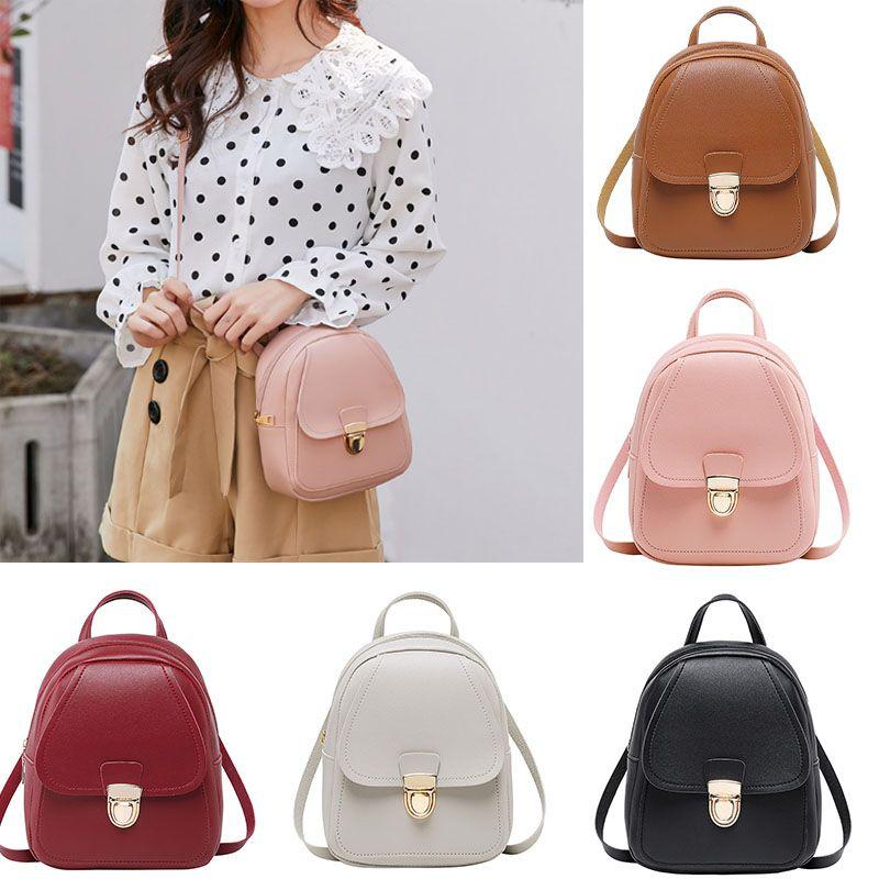 Mini Mochila Feminina Mochila de Couro PU Mochila Escolar Bolsa de Mão Bolsas de Ombro