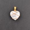 Natural Heart Shape Wire Wrapped Pendant, for Necklace Jewelry