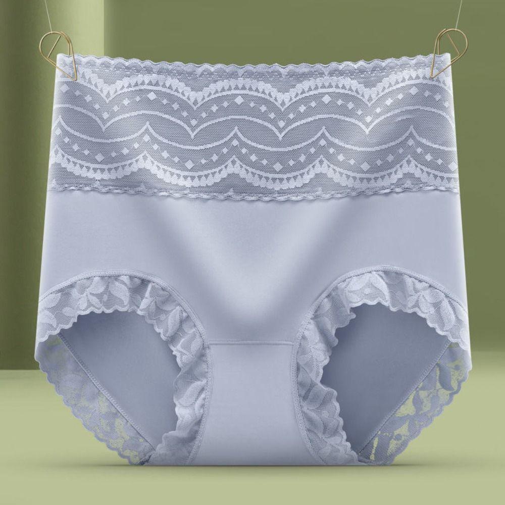 High Waist Lace Seamless Briefs Thin Tummy Control Underwear Elastic Slimming Underpants  Lady