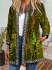 Women's Crew Neck Long Sleeve Cardigan Oversized Vintage Ethnic Print Plus Size Open Front Jacket Casual Outerwear